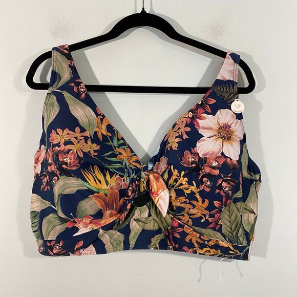ArteSands Navy Floral Underwires Bikini Top Size 18 (D/DD) NWOT - Picture 1 of 8